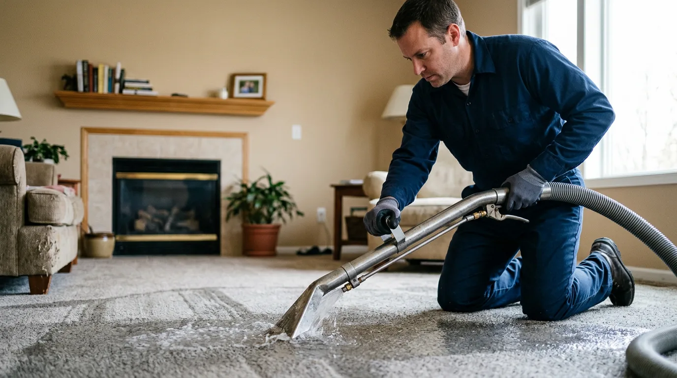 Water damage restoration technician working near Booneville, AR